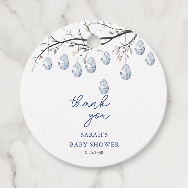 Påskhare Chinoiserie Baby Shower Gåvor Etiketter (Framsida)