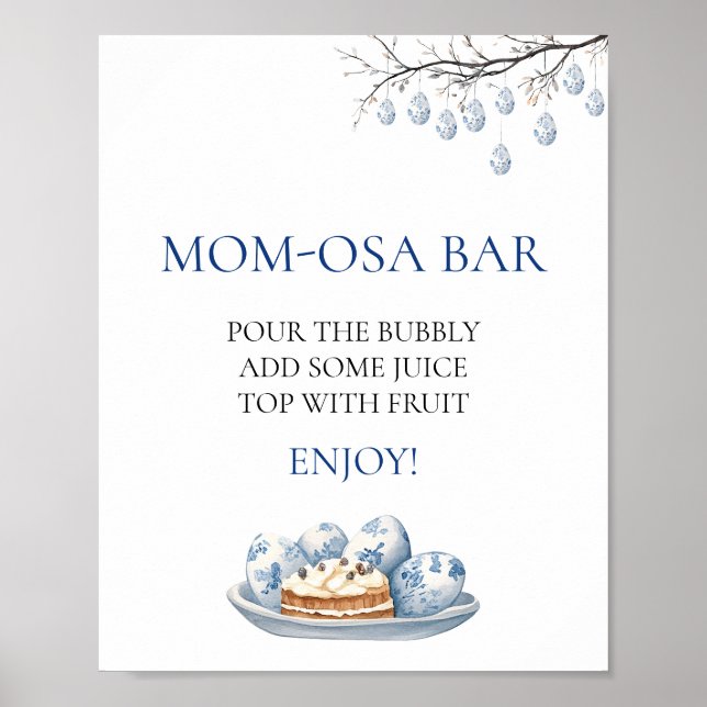 Påskhare Chinoiserie Baby Shower Mamma-osa Pub Poster (Framsidan)