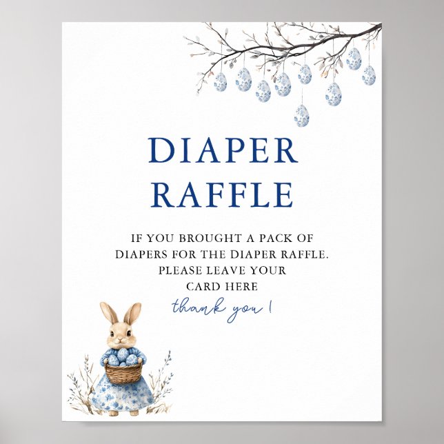 Påskhare Chinoiserie Baby Shower Raffle Poster (Framsidan)