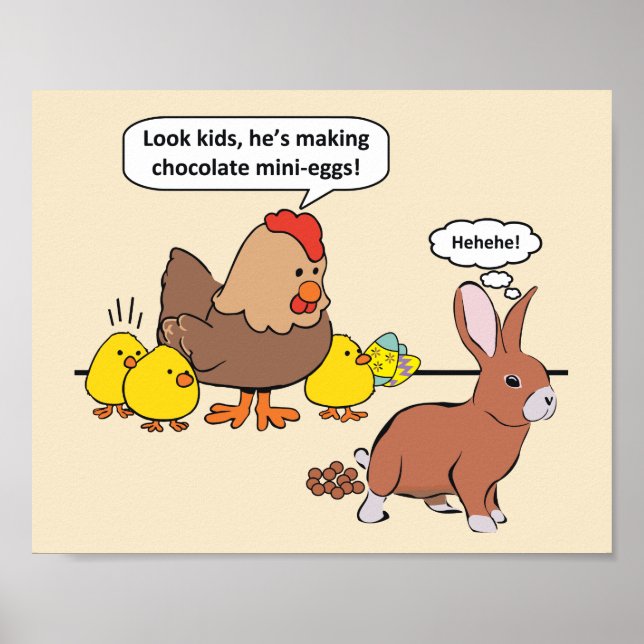 Påskhare Chocolate Eggs Humor Poster (Framsidan)