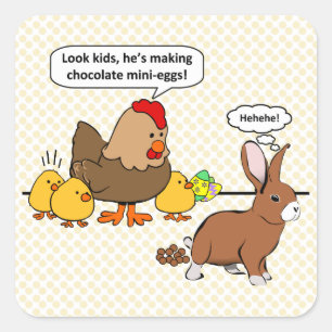 Påskhare Choklad Humor Fyrkantigt Klistermärke