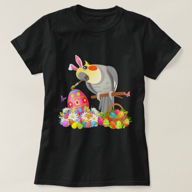 Påskhare Cockatiel Teckning Chocolate Eggs Kärlek T Shirt (Design framsida)