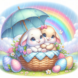 Påskhare Cute Blommigt Sticker i Vår Färg Klistermärken