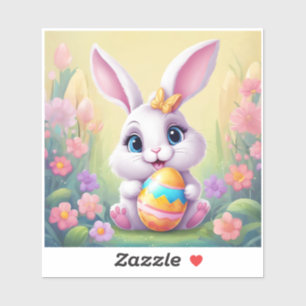 Påskhare Cute Blommigt Sticker i Vår Färg Klistermärken