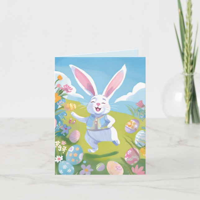 Påskhare | Cute Påsk Pastel Wildblomma Helgkort (Framsida)