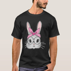 Påskhare Cute Rabbit Messy Bun Girls Kids T Shirt