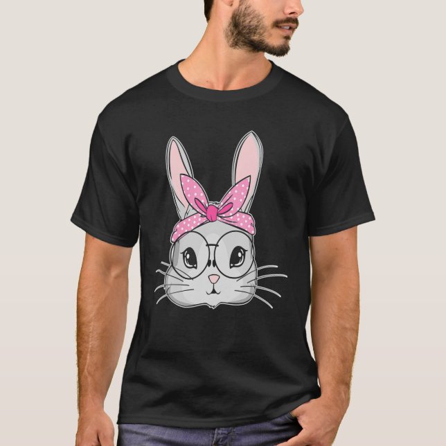 Påskhare Cute Rabbit Messy Bun Girls Kids T Shirt (Framsida)