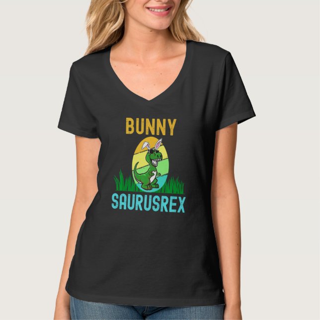 Påskhare Dinosaur Egg Funny Bunnysaurus Rex T Shirt (Framsida)