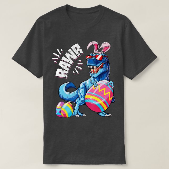 Påskhare Dinosaur T rex Eggs Boys Kids Girl Ra Shirt (Design framsida)