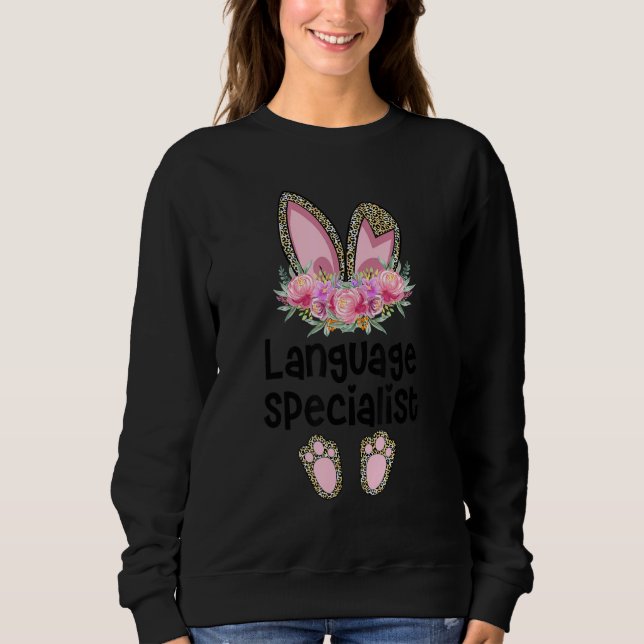 Påskhare Ear Teacher Leopard Language Speciali T Shirt (Framsida)