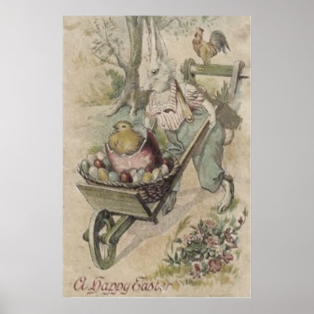 Påskhare Egg Chick Tupp Farmer Poster (Framsidan)