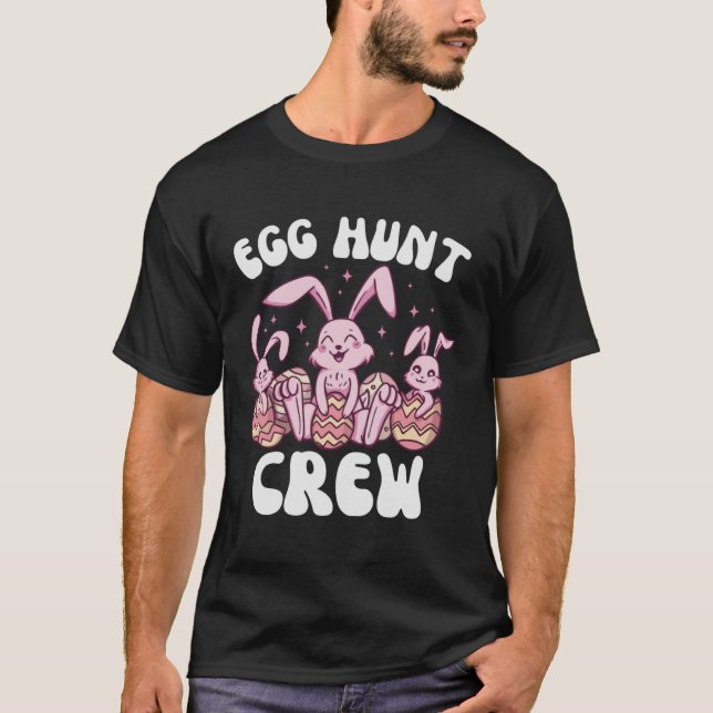 Påskhare Egg Hunt Crew Cute for Boys Girls T Shirt (Framsida)