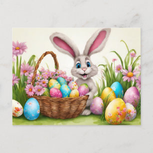 Påskhare Egg Hunt i Vår Blomsterträdgård Helg Vykort