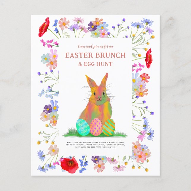 Påskhare Egg Hunt- och Brunch-budgeten Flygblad (Framsidan)