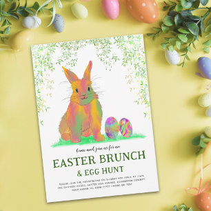 Påskhare Egg Hunt och Brunch Grönt Inbjudan Vykort