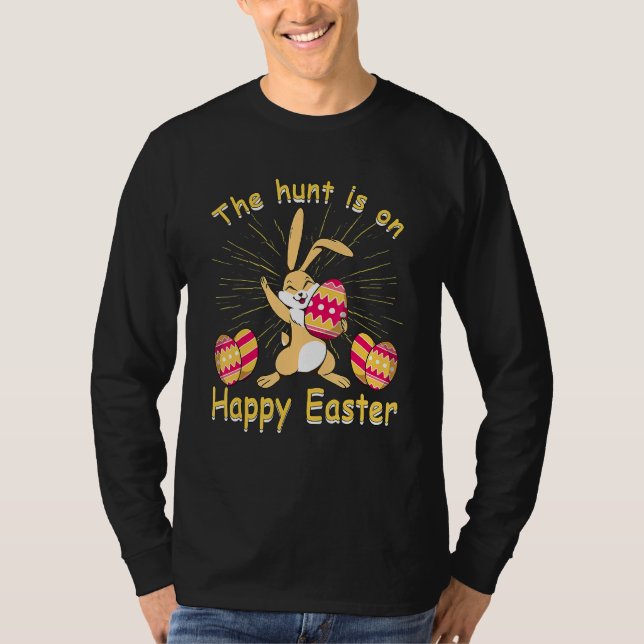 Påskhare Egg Hunt Rabbit Påskägg Frohe Ost T Shirt (Framsida)