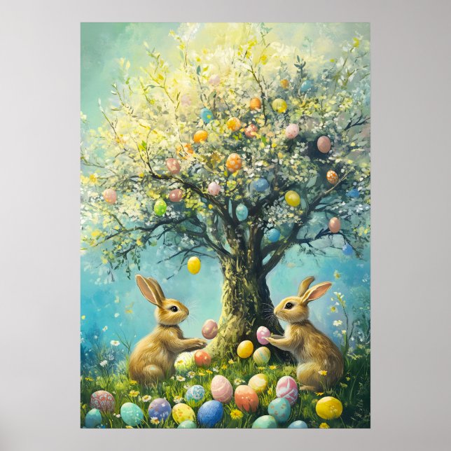 Påskhare Egg Hunt Rabbit Poster (Framsidan)