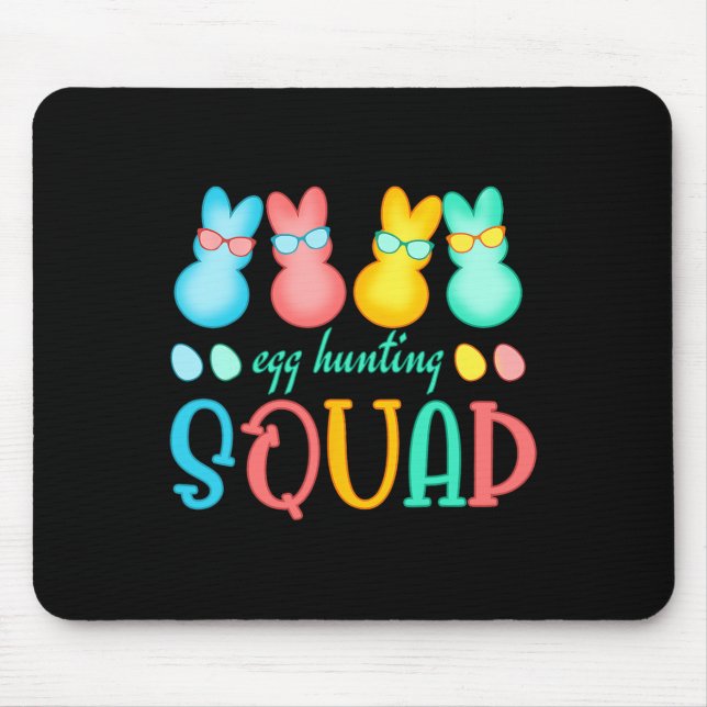 Påskhare Egg Hunting Squad Girls Boys Lycklig Musmatta (Framsidan)