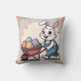 Påskhare Eggs och hjulbarrow Kudde