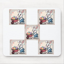 Påskhare Eggs och hjulbarrow Musmatta