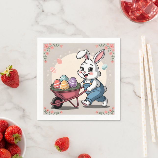 Påskhare Eggs och hjulbarrow Pappersservett (Insitu)