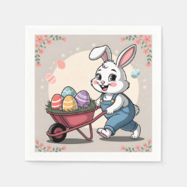 Påskhare Eggs och hjulbarrow Pappersservett