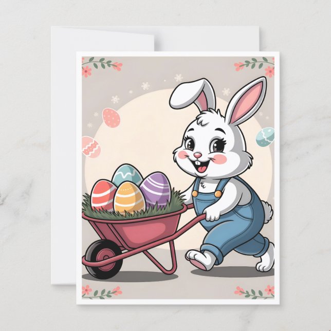 Påskhare Eggs och hjulbarrow Stationery (Framsida)