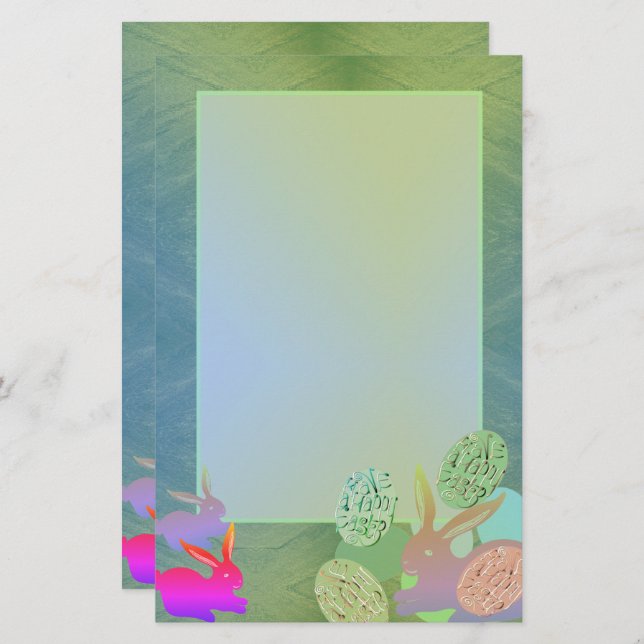 Påskhare Eggs Stationery Brevpapper (Fram/baksida)