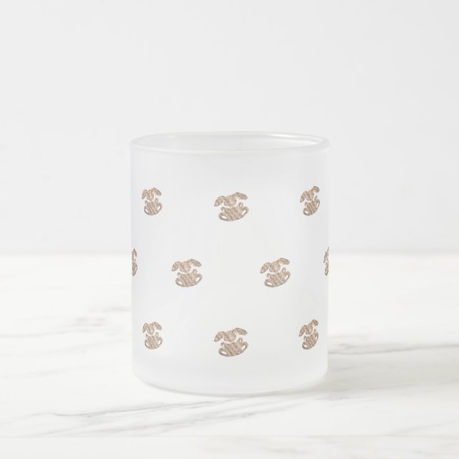 Påskhare Elegant Guld Titta Mönster Frostad Glasmugg (Center)