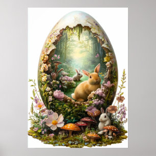 Påskhare Fantasy Forest Egg Poster