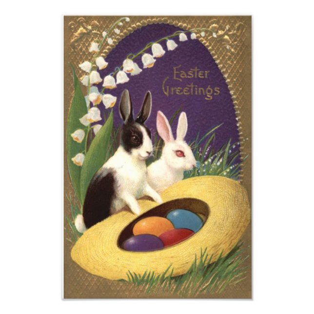 Påskhare Färgad ÄG Lily i Valley Fototryck (Framsidan)