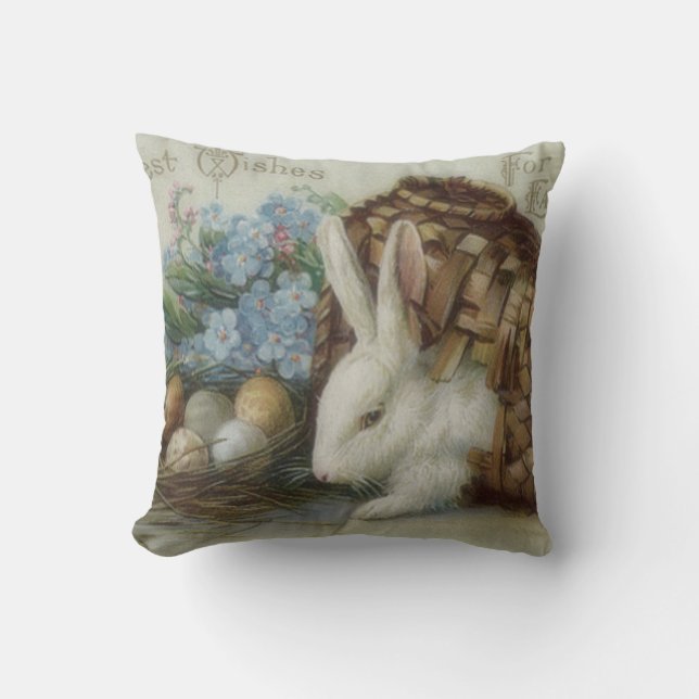 Påskhare Färgad Paediatric Egg Basket Glöm mig Kudde (Framsida)