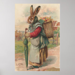 Påskhare Färgad Painting Egg Umbrella Poster