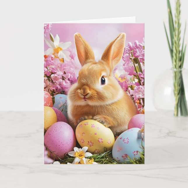 Påskhare Färgägg Helgkort (Framsida)