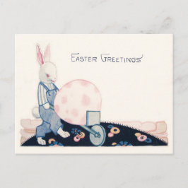 Påskhare Farmer Wheelbarrow Egg Helg Vykort