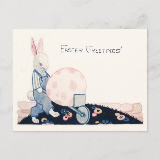 Påskhare Farmer Wheelbarrow Egg Helg Vykort (Framsida)