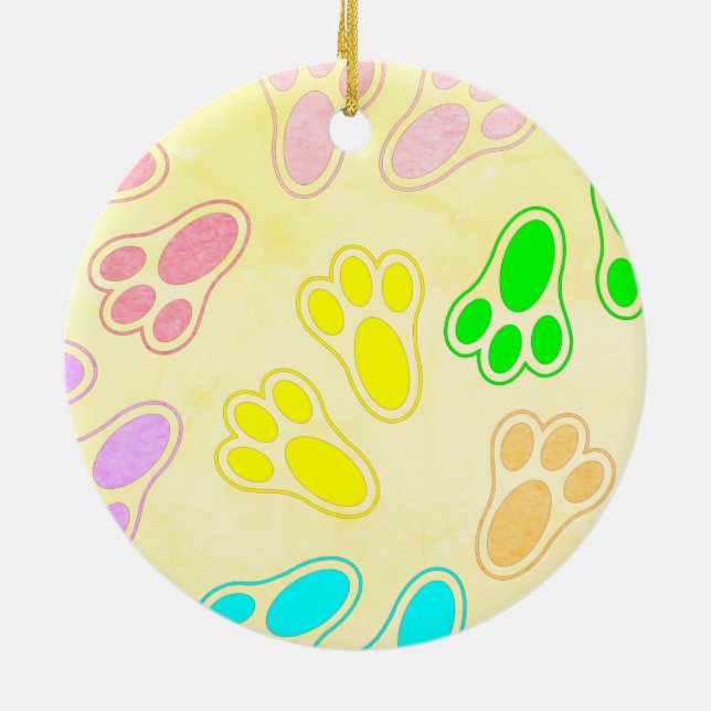 Påskhare Feet Mönster Vintage Stil Julgransprydnad Keramik (Baksidan)