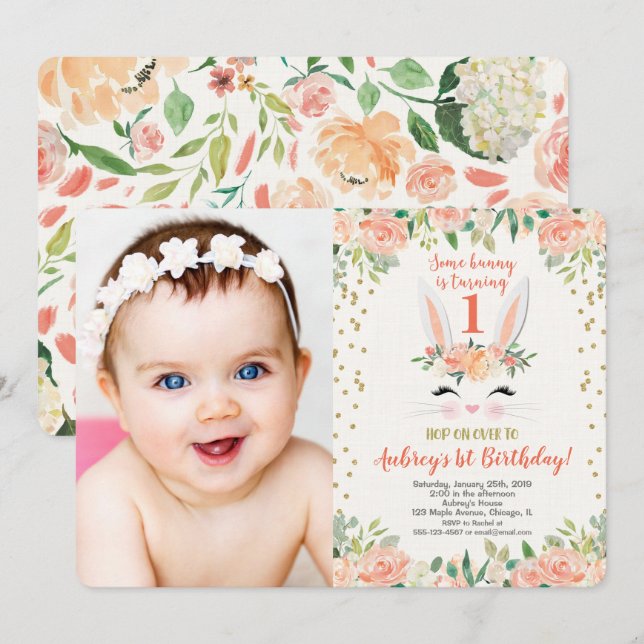 Påskhare födelsedag - tävlingar och kräm inbjudningar (Fram/baksida)