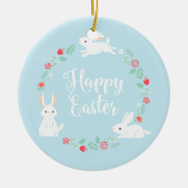 Påskhare för Elegant Blommigt| Keramisk prydnadsfö Julgransprydnad Keramik