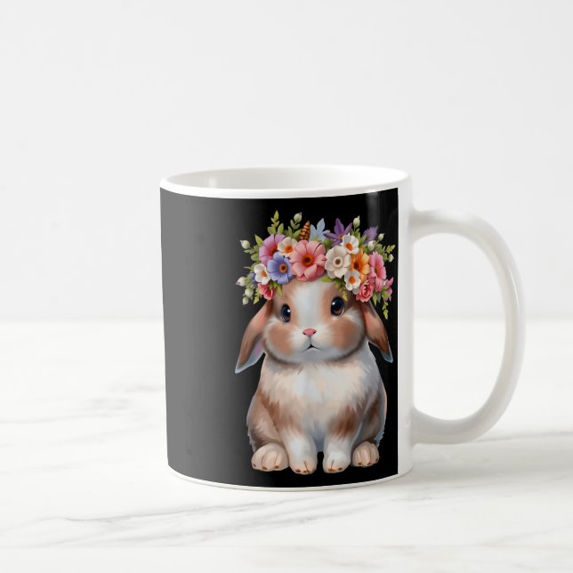 Påskhare för kvinnor flickor - Påskhare blomma Kaffemugg (Höger)