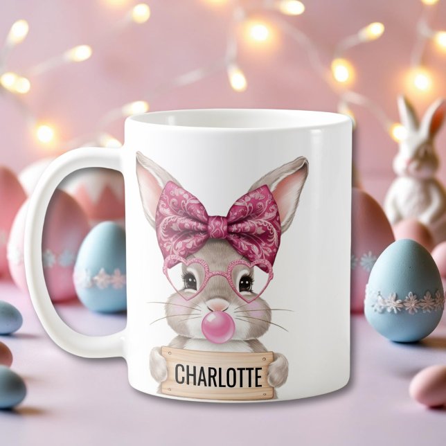 Påskhare för personlig med kute-kanindesign kaffemugg (Personalized Easter Bunny with Cute Rabbit Design Coffee Mug)