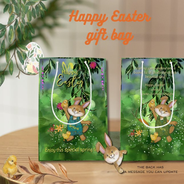 Påskhare för vattenfärgsAnpassningsbar ( Watercolor Custom Easter bunny Medium Gift Bag)
