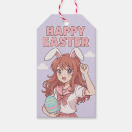 Påskhare för vattenfärgsBlommigt Presentetikett