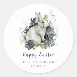 Påskhare för vattenfärgsBlommigt Runt Klistermärke