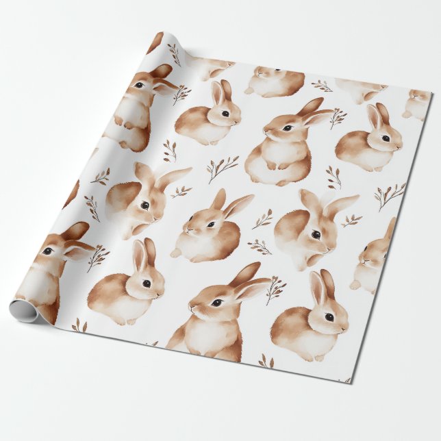 Påskhare för vintage - radbrytning Papper Presentpapper (Utrullad)