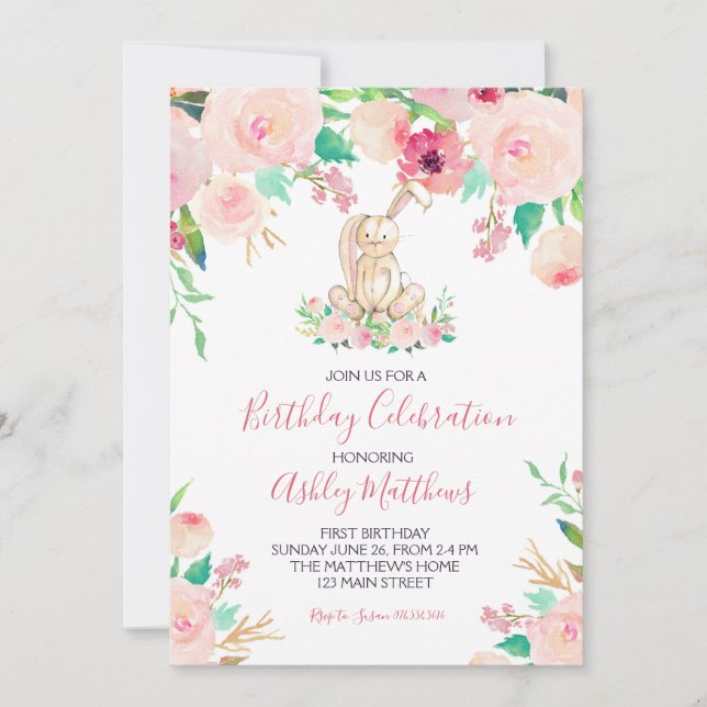 påskhare Första födelsedag, lite bunny Inbjudningar (Framsida)