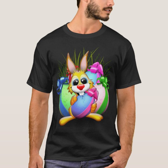 Påskhare, funktion och utsökta tecken Biting a Eg T Shirt (Framsida)