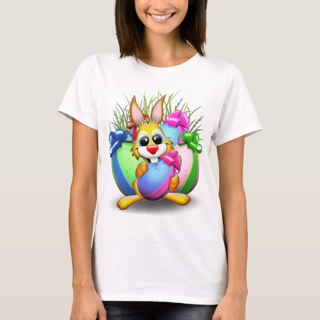 Påskhare, funktion och utsökta tecken Biting a Eg T Shirt (Framsida)