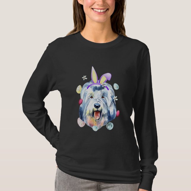 Påskhare Gamle English Sheepdog Rabbit Öron T Shirt (Framsida)