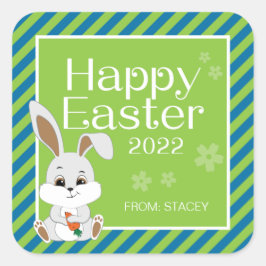 Påskhare Gift-märke och etiketter (blå grönt)